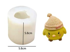 Molde silicona pollito con gorro tejido